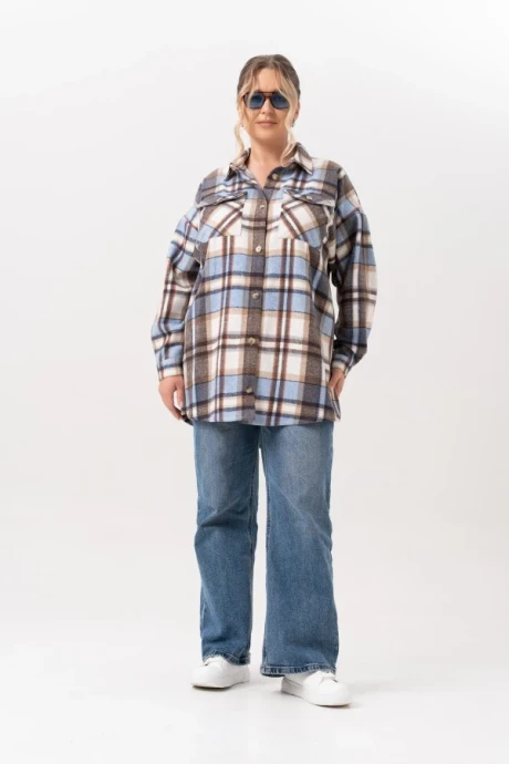 Рубашка Algranda 4067-с Голубой, Шоколад, бежевый #1