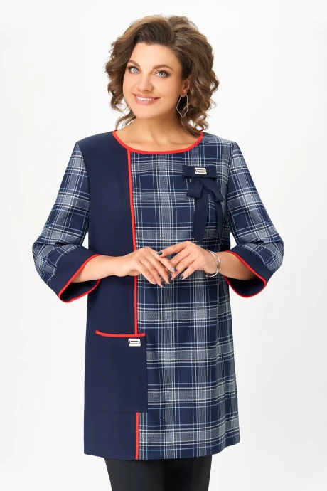 Туника *Распродажа Дали 2536 синяя клетка #1