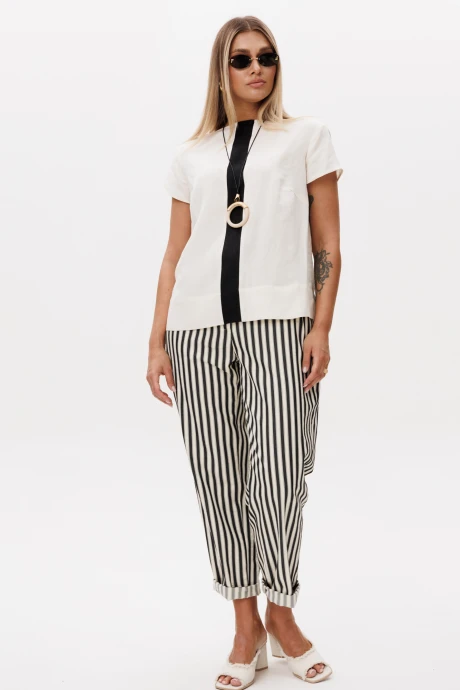 Брючный костюм Ma Vie 687 молочный_и_черный двойка #1