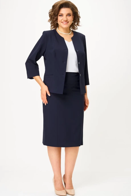 Юбочный костюм БелЭльСтиль 723+536 темно-синий двойка #1