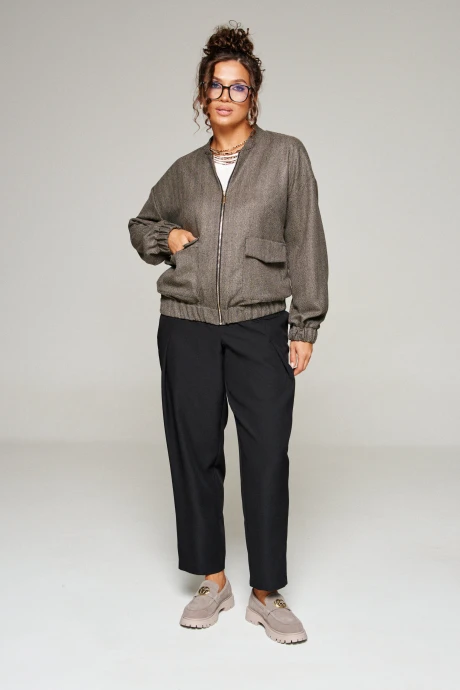 Брючный костюм Beautiful&Free 6344 ёлочка беж тройка #1