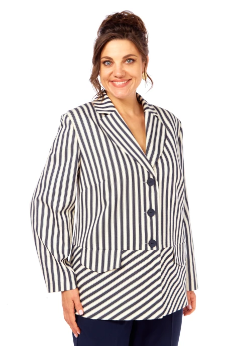 Жакет (пиджак) Элль-стиль 2393ж молоко темно-син полоска #1