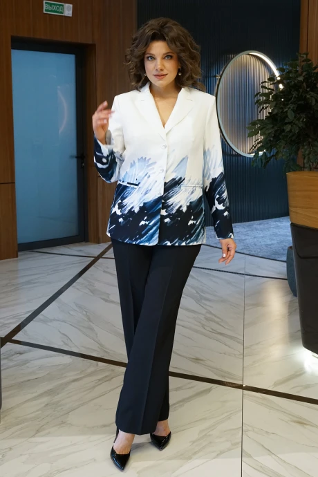 Брючный костюм ALANI COLLECTION 2405 черный, акварель_на_белом двойка #1