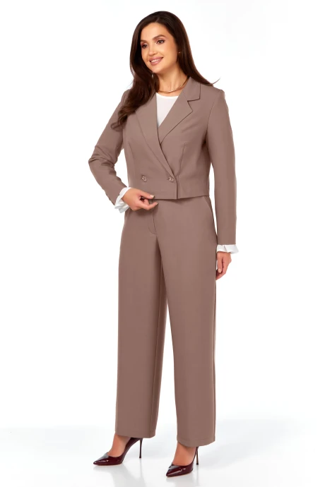 Брючный костюм Bagira 1048 тройка коричневый #1