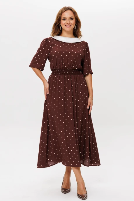 Платье MisLana 1206 рыжий(корица)/горошек #1
