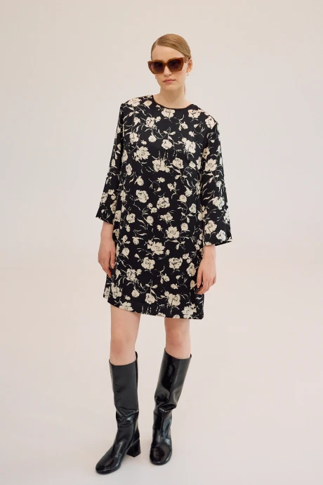 Платье Lokka 1711 черный/бежевые цветы #1