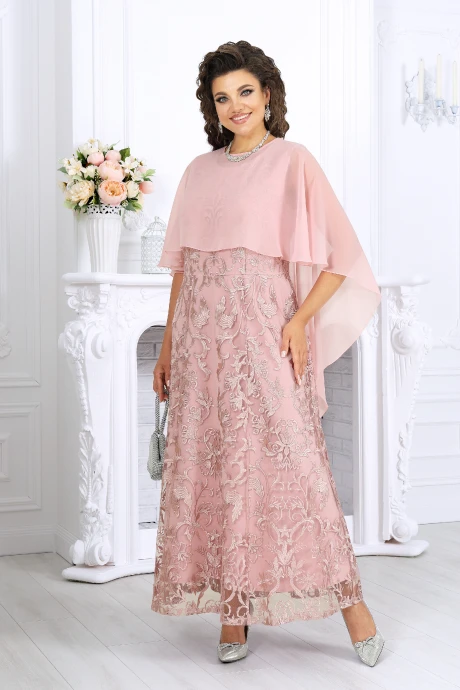 Костюм с платьем Нинель Шик 7496 пудра #1