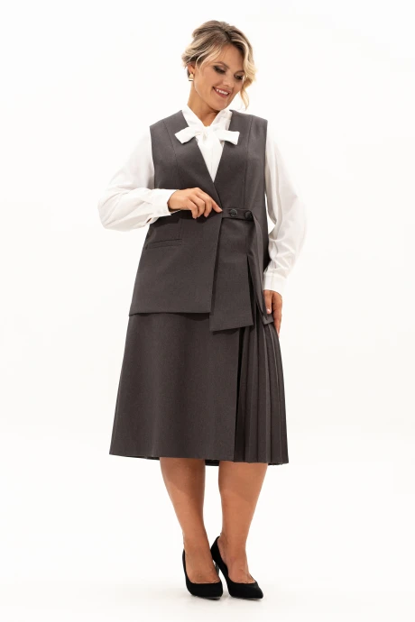 Юбочный костюм ALGRANDA (Novella Sharm) 4076-1 двойка темно-серый #1