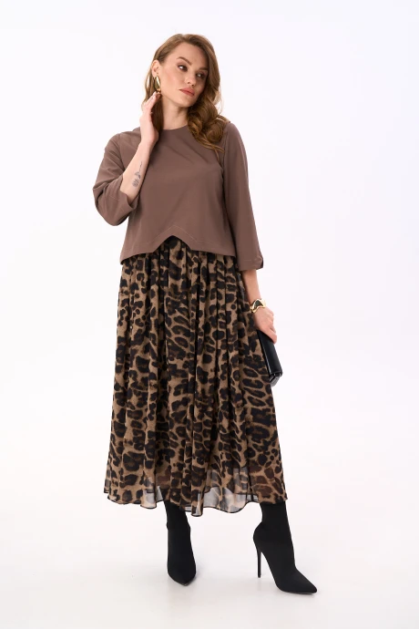 Платье NikVa 740-17 мокка и шоколадный леопард #1