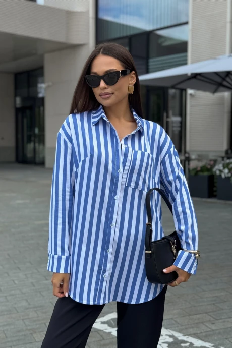 Блузка DilanaVIP 2099/1 голубая полоска #1