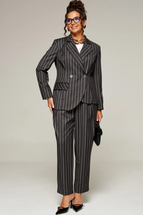 Брючный костюм Beautiful&Free 6368 серо-белая двойка #1
