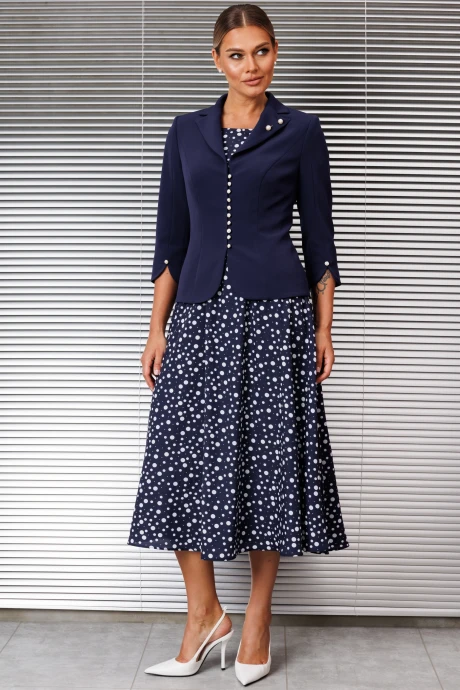 Юбочный костюм *Распродажа Мода-Юрс 25-2527 синий горох #1