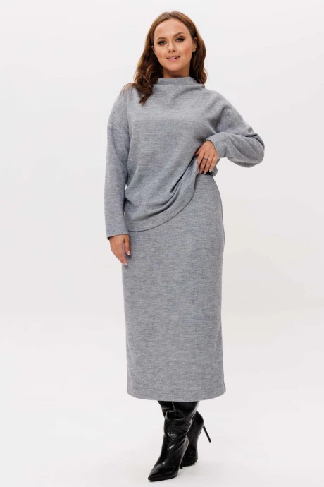 Юбочный костюм MisLana 11137 серый двойка #1