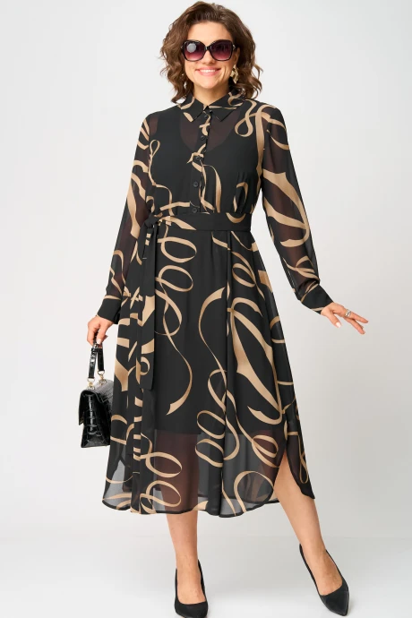 Платье EVA GRANT 7303 черный с принтом #1