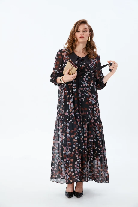 Платье NikVa 800-9 листья мультиколор двойка #1