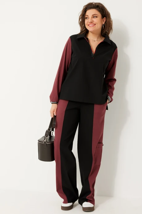 Брючный костюм *Распродажа BegiModa 3090 черный/бордо двойка #1