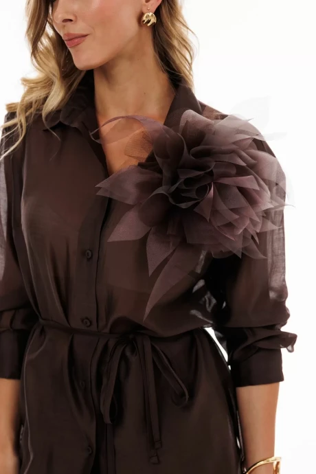 Блузка EOLA 0047 брошь коричневый #1