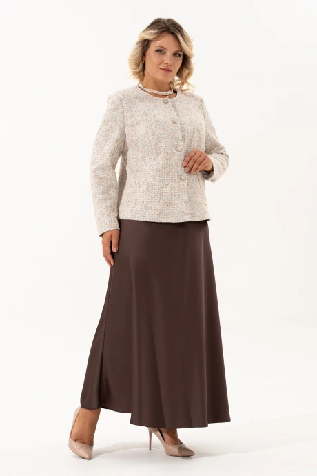 Юбочный костюм ALGRANDA (Novella Sharm) 4082 тройка Мультиколор, Шоколад, бежевый #1