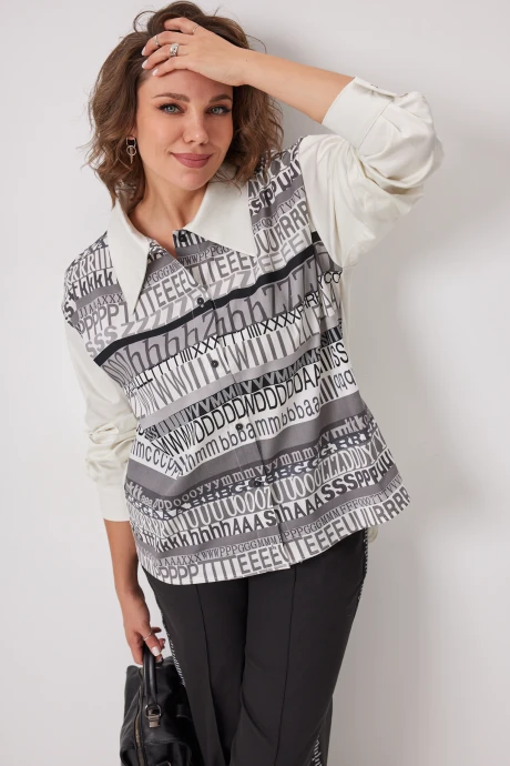 Блузка BegiModa 4136 Сливочно-серый #1