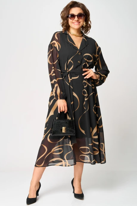 Платье EVA GRANT 7322 черный с принтом #1