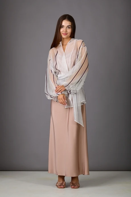 Костюм с платьем Rosheli 1154/4 Бежевый, полоска #1
