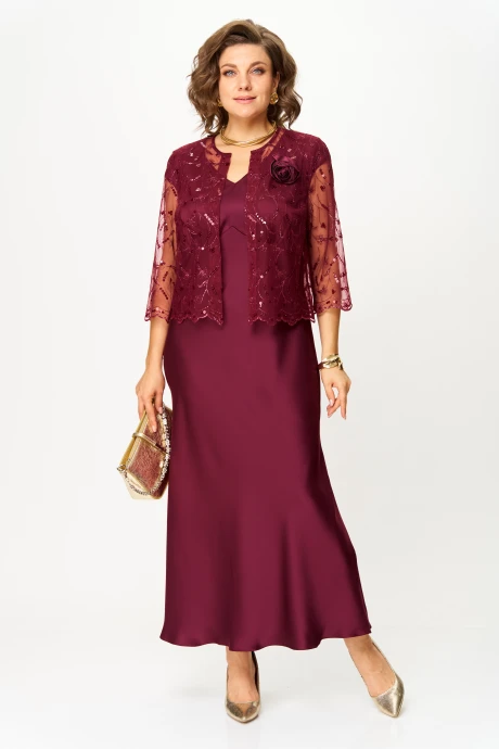 Костюм с платьем Svetlana-Style 2144 бордовый двойка #1
