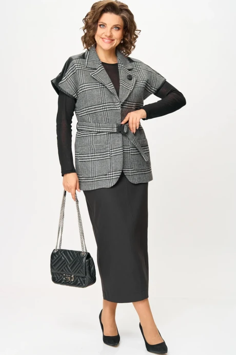 Юбочный костюм Michel Chic 1433 серый клетка, черный #1