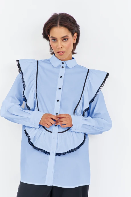 Блузка FLAIM 2030.02 черный+голубой #1