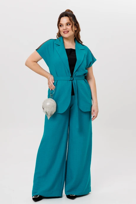 Брючный костюм *Распродажа Michel Chic 1408 бирюзовый тройка #1