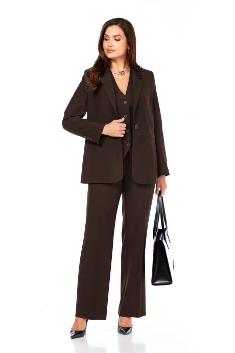 Брючный костюм Vilena Fashion 1120 шоколад тройка #1
