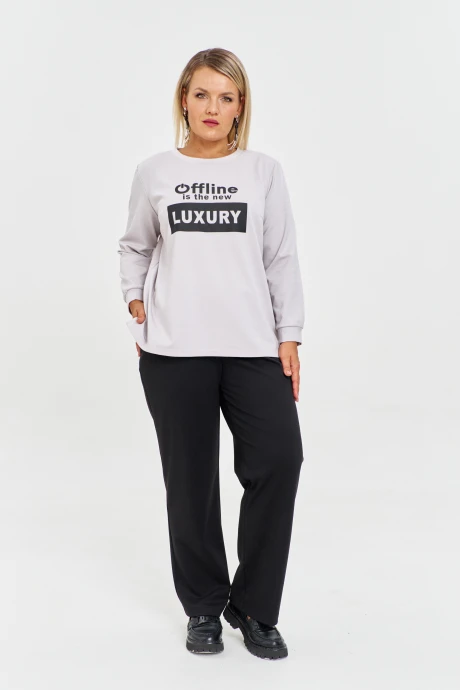 Брючный костюм OVERYOU М214/1 двойка св.серый с черным #1