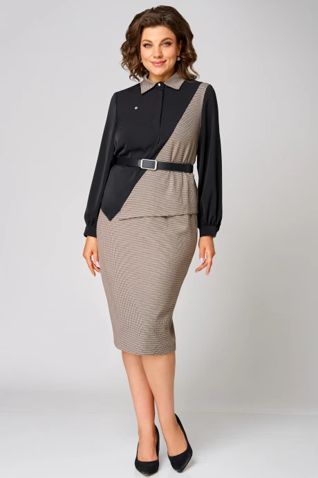 Юбочный костюм Мишель Стиль 1304 коричнево-черный двойка #1