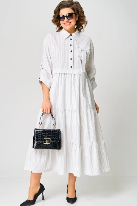 Платье *Распродажа EVA GRANT 7176С белый в полоску #1