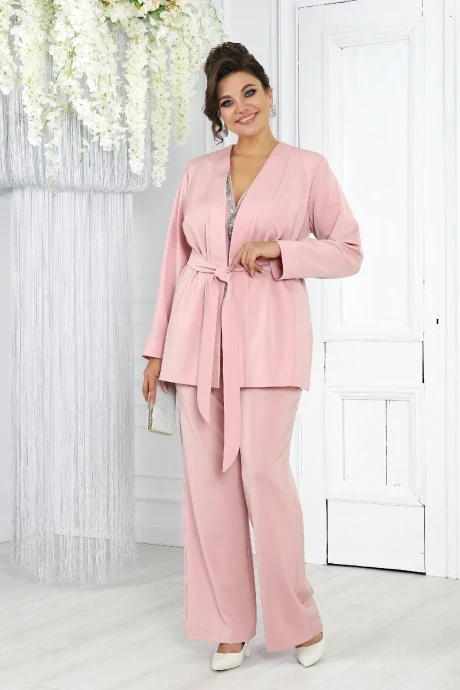 Брючный костюм *Распродажа Нинель Шик 6033 пудра тройка #1