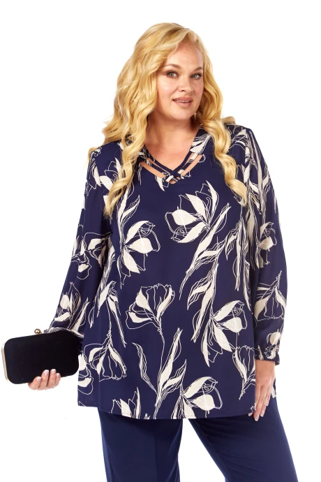 Блузка Элль-стиль 2399 а темно-синий #1