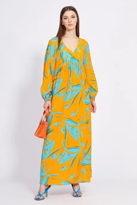 Платье *Распродажа EOLA 2419 оранжевый/ бирюза #1