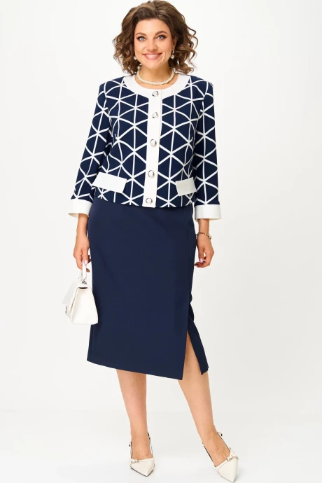 Юбочный костюм AIRA style 24128 сине-белый двойка #1