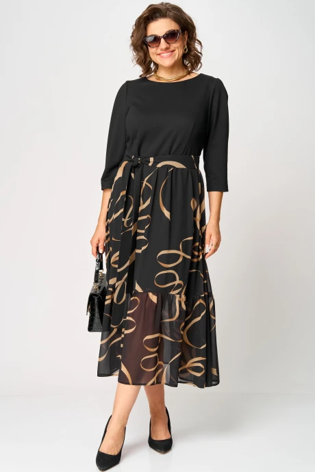 Платье EVA GRANT 7216С черый+принт #1
