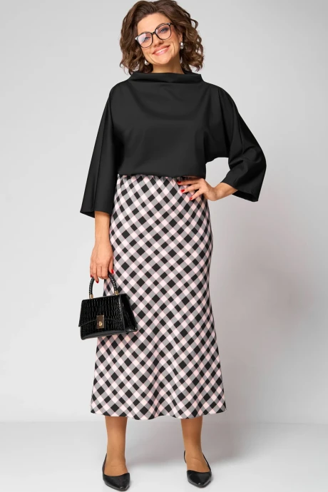 Юбочный костюм Anastasia 1284 черный/клетка двойка #1