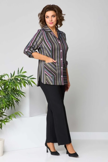 Брючный костюм Асолия 1504 мультиколор полоска, черный #1