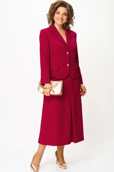 Юбочный костюм Svetlana-Style 2140 бордовый+горох двойка #1