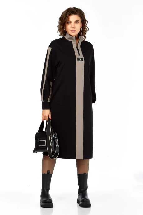 Платье Ольга Стиль 972 черный-коричневый #1