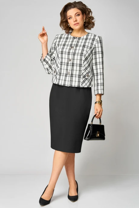 Юбочный костюм Мишель Стиль 1324 черно-белый двойка #1