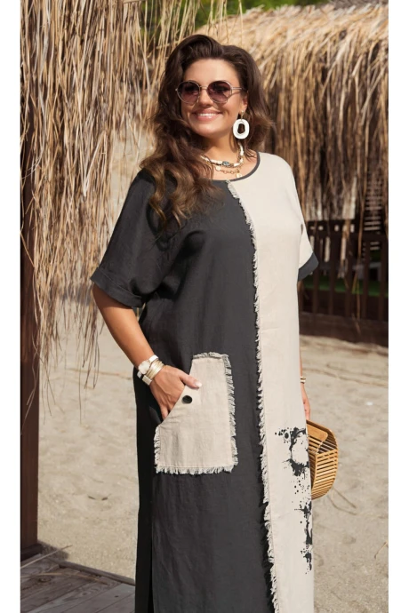 Платье Vittoria Queen 24873/1 бежевый_графитовый #1