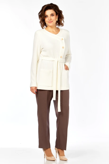 Брючный костюм Элль-стиль 2417 двойка молоко, брюки цвет кофе #1