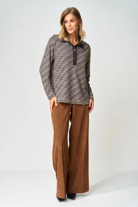 Брючный костюм GIZART 5412 серо-бежево-черный, коричневый двойка #1