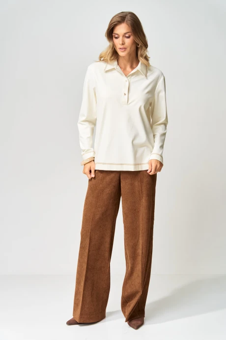 Брючный костюм GIZART 5412 молочный, коричневый двойка #1