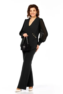 Брючный костюм Ольга Стиль 967 черный двойка