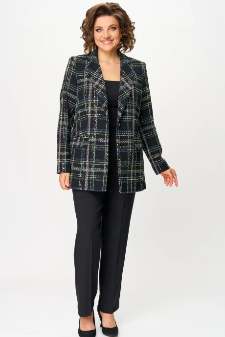 Брючный костюм БелЭльСтиль 762+596 черный твид двойка #1