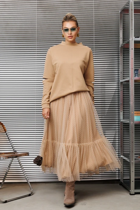 Юбочный костюм Anastasia 1289 карамельный двойка #1